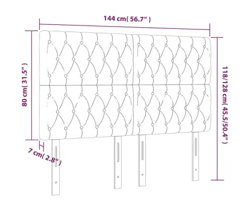Gultas Galvgalis Ar Led, 144X7X118/128 Cm, Tumši Zils Samts Vidaxl