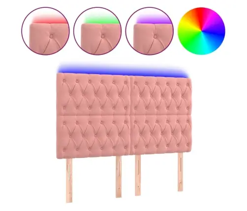 Led-Voodipeats, Roosa, 144X7X118/128 cm Samet