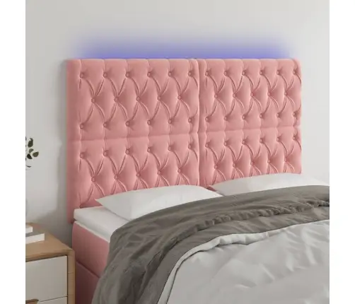 Led-Voodipeats, Roosa, 144X7X118/128 cm Samet