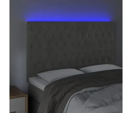 Gultas Galvgalis Ar Led, 160X7X118/128 Cm, Gaiši Pelēks Samts Vidaxl