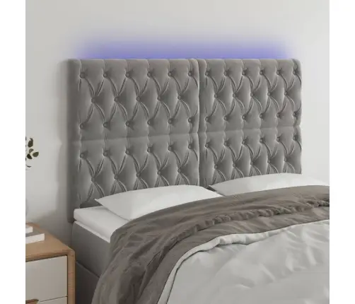 Gultas Galvgalis Ar Led, 160X7X118/128 Cm, Gaiši Pelēks Samts Vidaxl