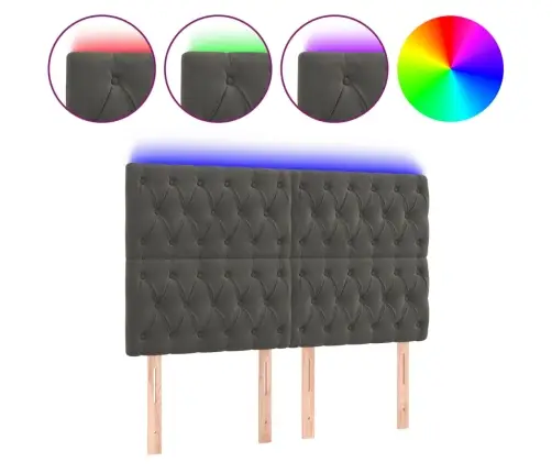 Gultas Galvgalis Ar Led, 160X7X118/128 Cm, Tumši Pelēks Samts Vidaxl