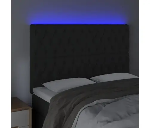 Gultas Galvgalis Ar Led, 160X7X118/128 Cm, Melns Samts Vidaxl