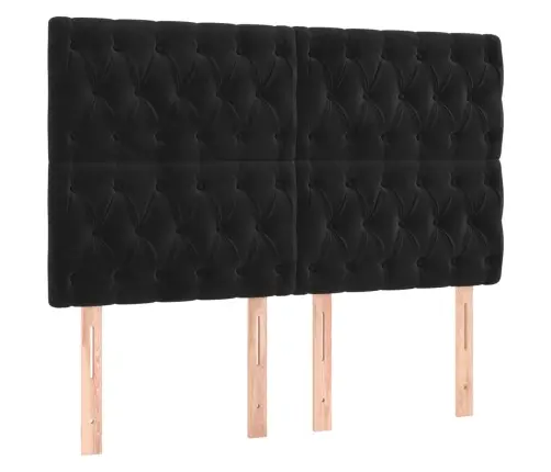 Gultas Galvgalis Ar Led, 160X7X118/128 Cm, Melns Samts Vidaxl