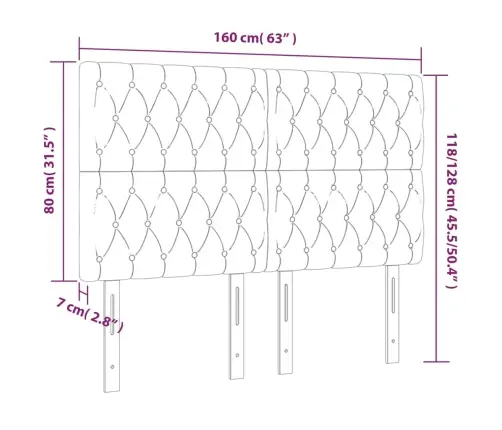 Gultas Galvgalis Ar Led, 160X7X118/128 Cm, Melns Samts Vidaxl