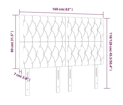 Gultas Galvgalis Ar Led, 160X7X118/128 Cm, Tumši Zaļš Samts Vidaxl
