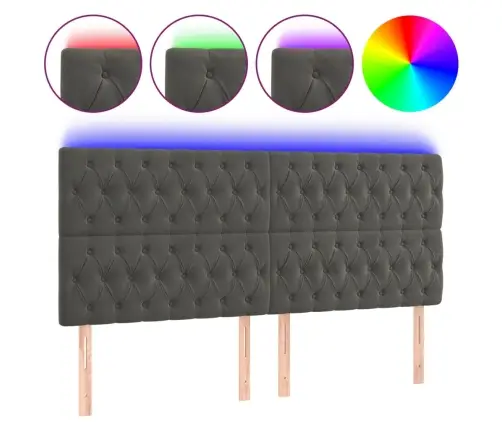 Galvūgalis Su Led, Tamsiai Pilkas, 180X7X118/128cm Aksomas