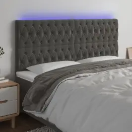 Galvūgalis Su Led, Tamsiai Pilkas, 180X7X118/128cm Aksomas