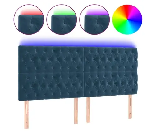 Led-Voodipeats, Tumesinine, 180X7X118/128 cm Samet