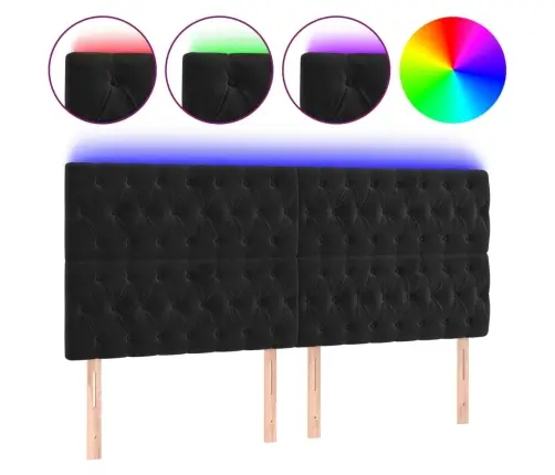 Led-Voodipeats, Must, 200X7X118/128 cm Samet