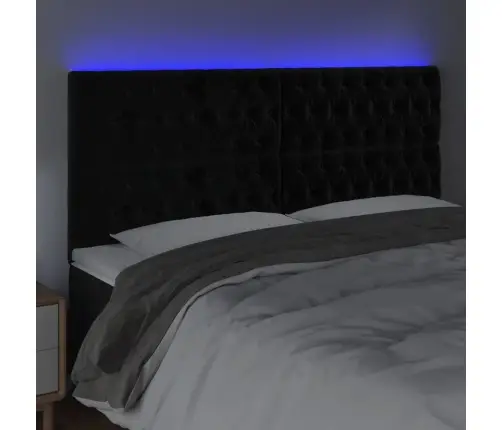 Led-Voodipeats, Must, 200X7X118/128 cm Samet