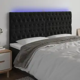 Led-Voodipeats, Must, 200X7X118/128 cm Samet