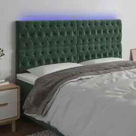 Gultas Galvgalis Ar Led, 200X7X118/128 Cm, Tumši Zaļš Samts Vidaxl