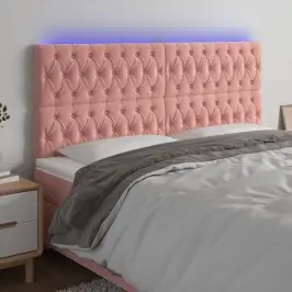 Gultas Galvgalis Ar Led, 200X7X118/128 Cm, Rozā Samts Vidaxl