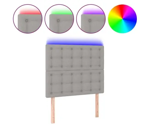 Gultas Galvgalis Ar Led, 80X5X118/128 Cm, Gaiši Pelēks Audums Vidaxl
