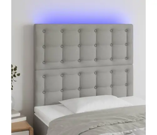 Gultas Galvgalis Ar Led, 80X5X118/128 Cm, Gaiši Pelēks Audums Vidaxl