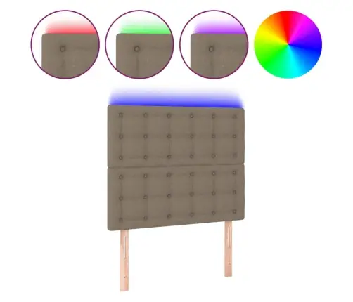 Gultas Galvgalis Ar Led, 80X5X118/128 Cm, Pelēkbrūns Audums Vidaxl