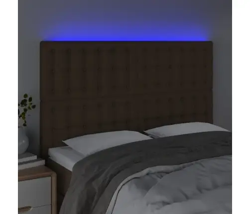 Gultas Galvgalis Ar Led, 144X5X118/128 Cm, Tumši Brūns Audums Vidaxl
