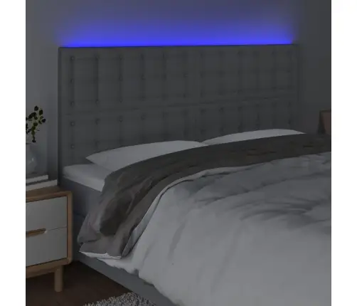 Gultas Galvgalis Ar Led, 160X5X118/128 Cm, Gaiši Pelēks Audums Vidaxl