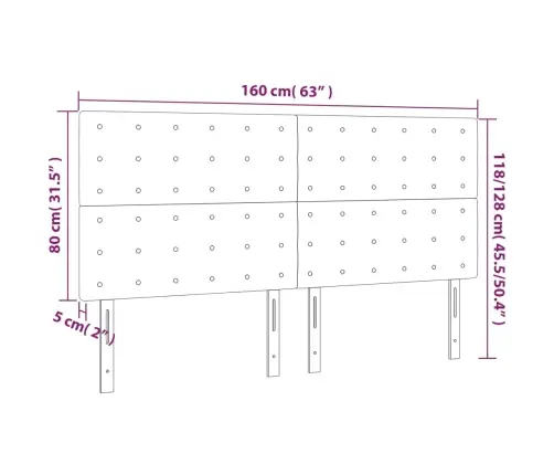 Gultas Galvgalis Ar Led, 160X5X118/128 Cm, Melns Audums Vidaxl