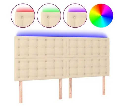 Led-Voodipeats, Kreemjas, 160X5X118/128 cm Kangas