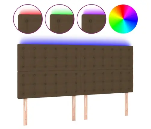 Gultas Galvgalis Ar Led, 180X5X118/128 Cm, Tumši Brūns Audums Vidaxl