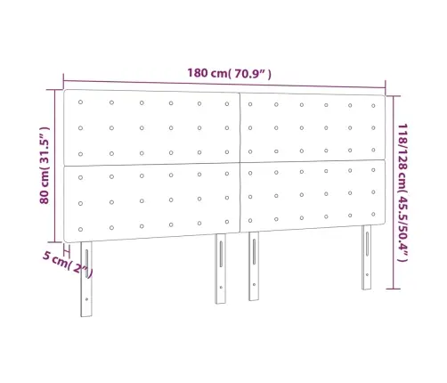 Gultas Galvgalis Ar Led, 180X5X118/128 Cm, Pelēkbrūns Audums Vidaxl Gultas Galvgalis Ar Led, 180X5X118/128 Cm, Pelēkbrūns Audums Vidaxl