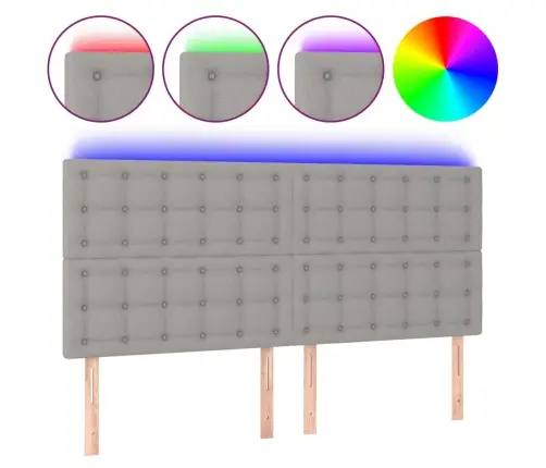 Gultas Galvgalis Ar Led, 200X5X118/128 Cm, Gaiši Pelēks Audums Vidaxl