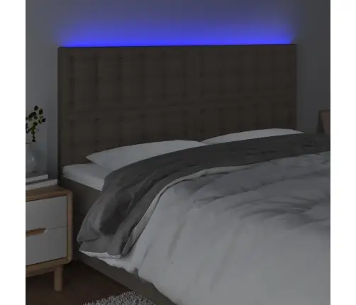 Gultas Galvgalis Ar Led, 200X5X118/128 Cm, Pelēkbrūns Audums Vidaxl