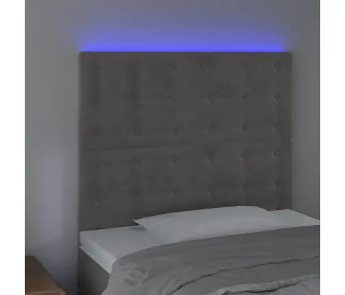 Gultas Galvgalis Ar Led, 80X5X118/128 Cm, Gaiši Pelēks Samts Vidaxl