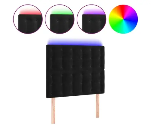 Gultas Galvgalis Ar Led, 80X5X118/128 Cm, Melns Samts Vidaxl