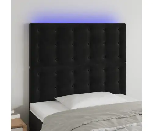 Gultas Galvgalis Ar Led, 80X5X118/128 Cm, Melns Samts Vidaxl