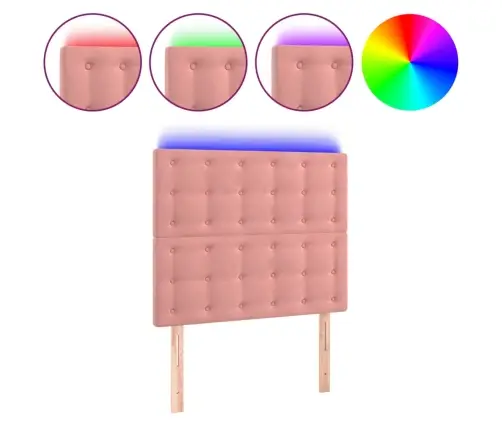 Gultas Galvgalis Ar Led, 80X5X118/128 Cm, Rozā Samts Vidaxl