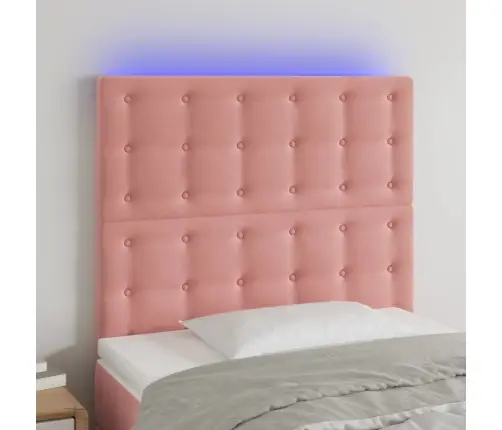 Gultas Galvgalis Ar Led, 80X5X118/128 Cm, Rozā Samts Vidaxl