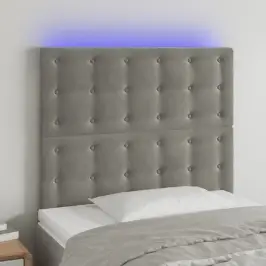Gultas Galvgalis Ar Led, 90X5X118/128 Cm, Gaiši Pelēks Samts Vidaxl