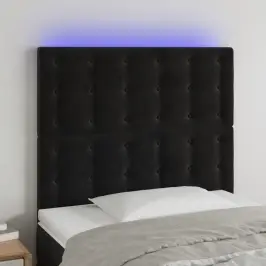 Gultas Galvgalis Ar Led, 90X5X118/128 Cm, Melns Samts Vidaxl