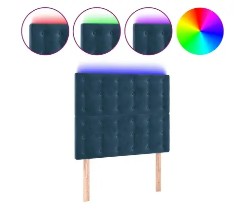 Galvūgalis Su Led, Tamsiai Mėlynas 90X5X118/128cm Aksomas