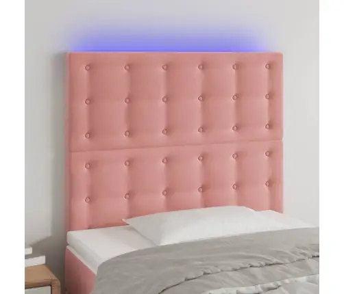 Led-Voodipeats, Roosa, 90X5X118/128 cm Samet