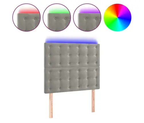 Gultas Galvgalis Ar Led, 100X5X118/128 Cm, Gaiši Pelēks Samts Vidaxl Gultas Galvgalis Ar Led, 100X5X118/128 Cm, Gaiši Pelēks Samts Vidaxl