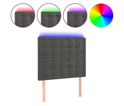 Gultas Galvgalis Ar Led, 100X5X118/128 Cm, Tumši Pelēks Samts Vidaxl