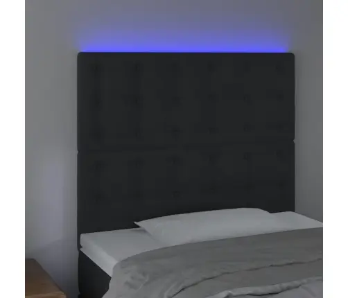 Gultas Galvgalis Ar Led, 100X5X118/128 Cm, Melns Samts Vidaxl