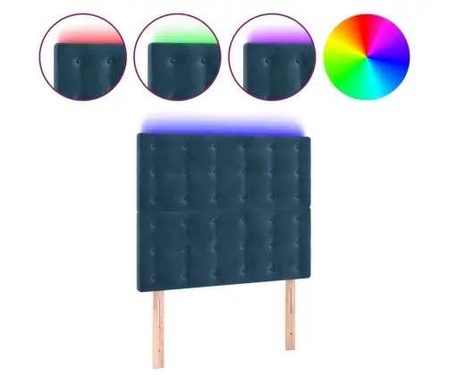 Gultas Galvgalis Ar Led, 100X5X118/128 Cm, Tumši Zils Samts Vidaxl