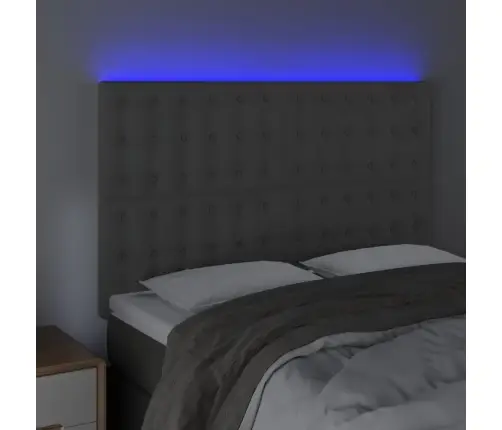 Gultas Galvgalis Ar Led, 144X5X118/128 Cm, Gaiši Pelēks Samts Vidaxl