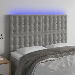 Gultas Galvgalis Ar Led, 144X5X118/128 Cm, Gaiši Pelēks Samts Vidaxl