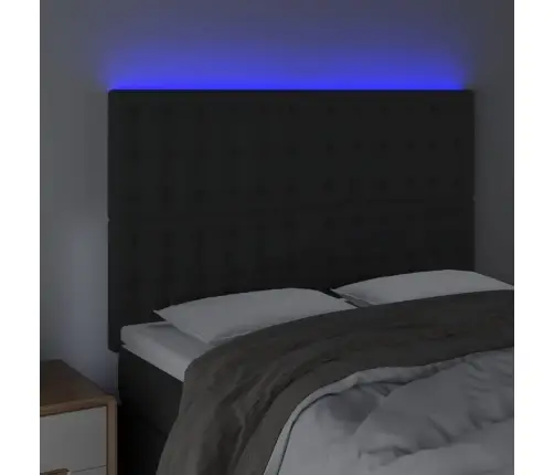 Gultas Galvgalis Ar Led, 144X5X118/128 Cm, Melns Samts Vidaxl