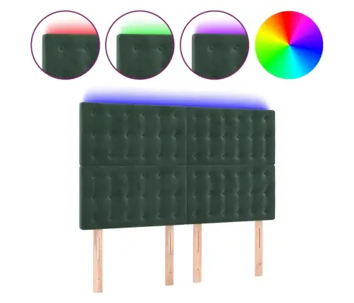 Galvūgalis Su Led, Tamsiai Žalias, 144X5X118/128cm Aksomas