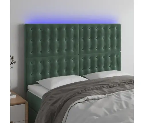 Galvūgalis Su Led, Tamsiai Žalias, 144X5X118/128cm Aksomas