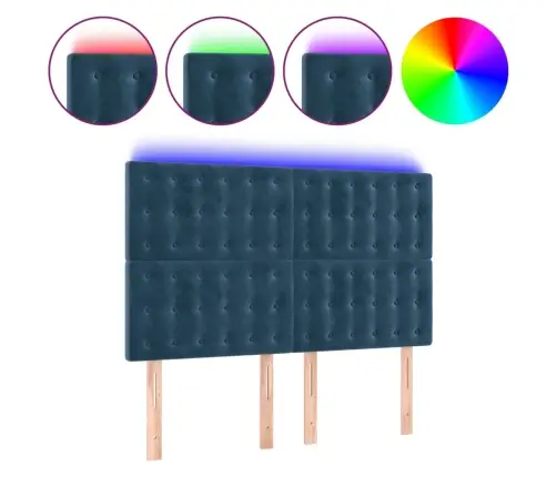 Gultas Galvgalis Ar Led, 144X5X118/128 Cm, Tumši Zils Samts Vidaxl
