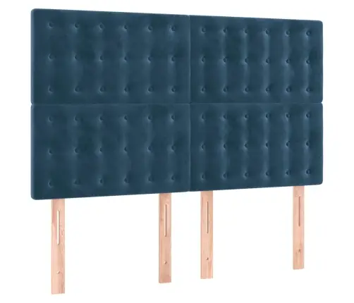 Gultas Galvgalis Ar Led, 144X5X118/128 Cm, Tumši Zils Samts Vidaxl