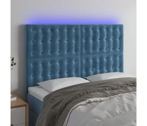 Gultas Galvgalis Ar Led, 144X5X118/128 Cm, Tumši Zils Samts Vidaxl